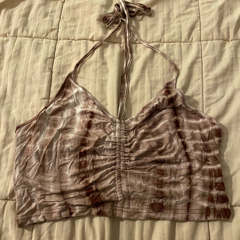 Brown drawstring crop top